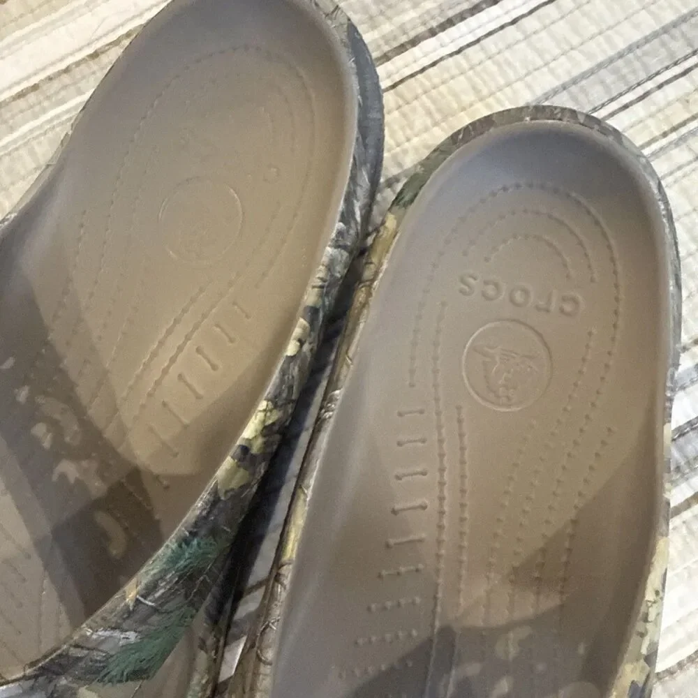 Crocs Flip Flop Brown Realtree Camo Advantage Thong Classic Sandals Mens Size 12